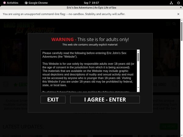 Ericjohnssexadventures Signup Page